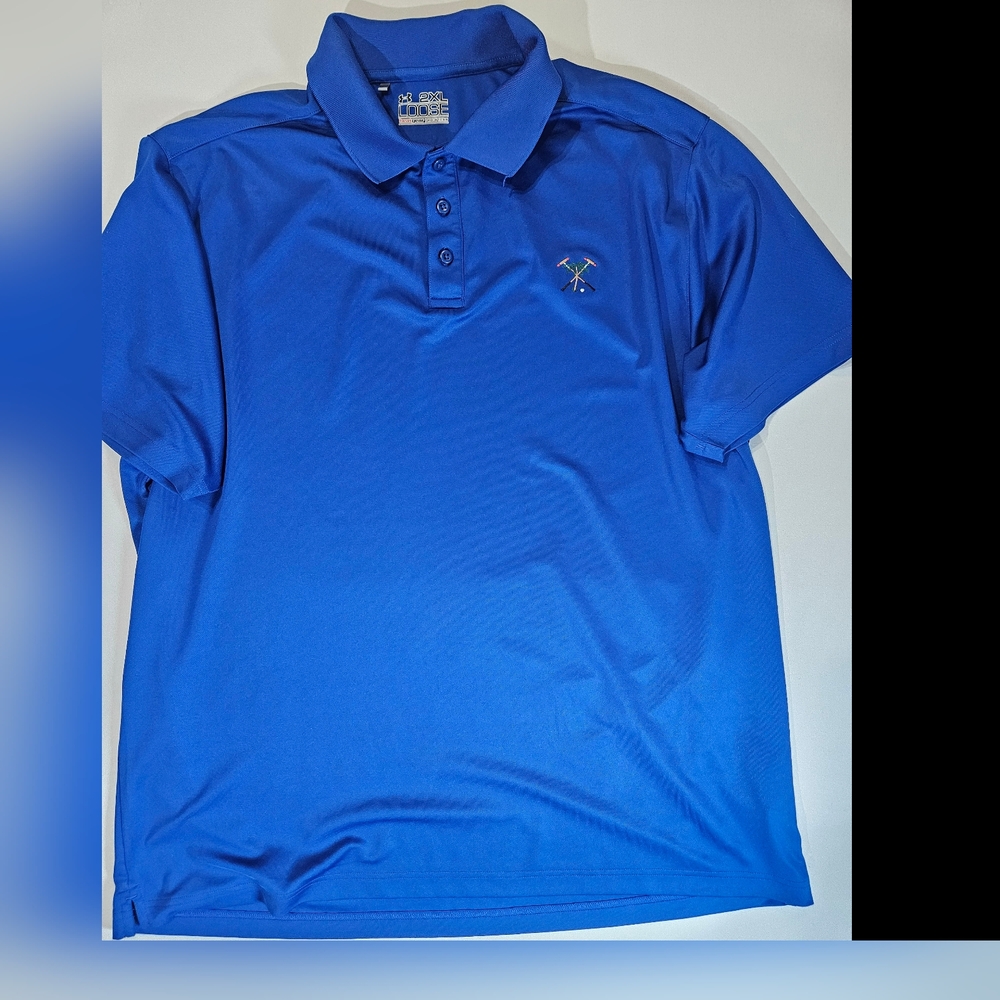 Under Armour Athletic Polo 2XL Blue Loose Fit Heatgear Activewear Golf Preppy